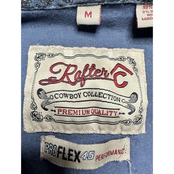 Rafter C Pro Flex 45 Performance Mens LS Blue Floral Button Up Shirt - Size M - Picture 4 of 5